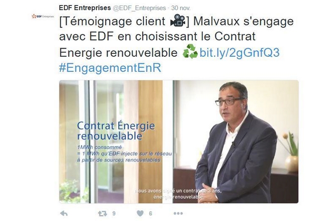 EDF entreprises satisfait de l’impact des témoignages clients vidéo sur les médias sociaux