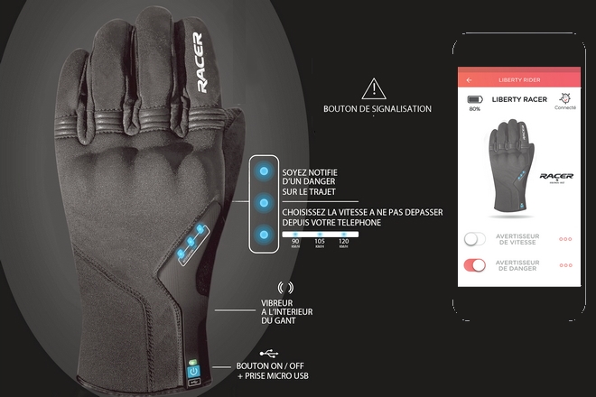 CES 2018 : le gant de moto connecté de Racer pour plus de sécurité