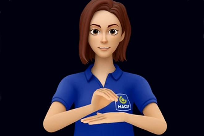 Un avatar aide en langue des signes à remplir un constat amiable chez l’assureur Macif