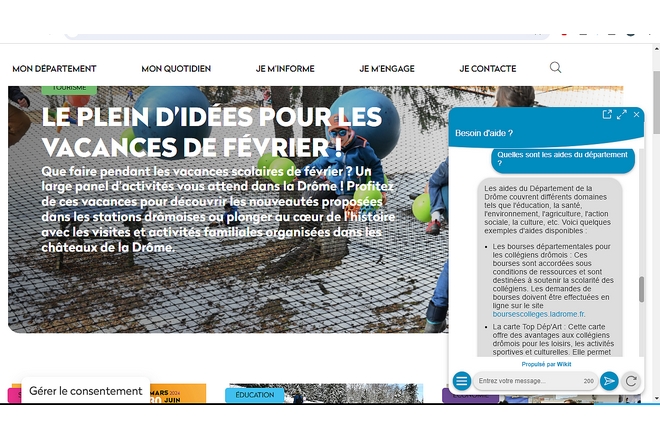Un chatbot en IA conversationnelle pour le département de la Drôme